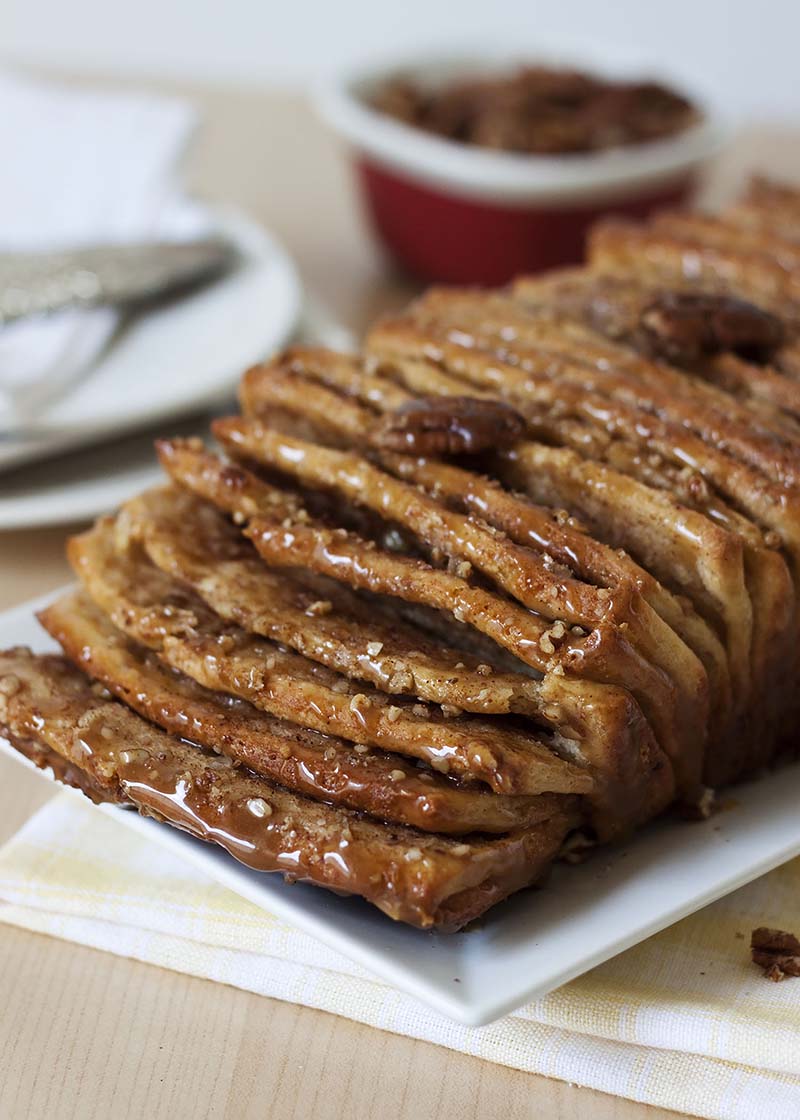 Whole Wheat Caramel Pecan Pull-Apart Bread