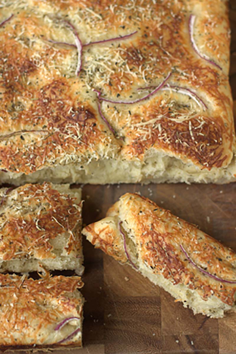 No Knead Cheese and Herb Focaccia