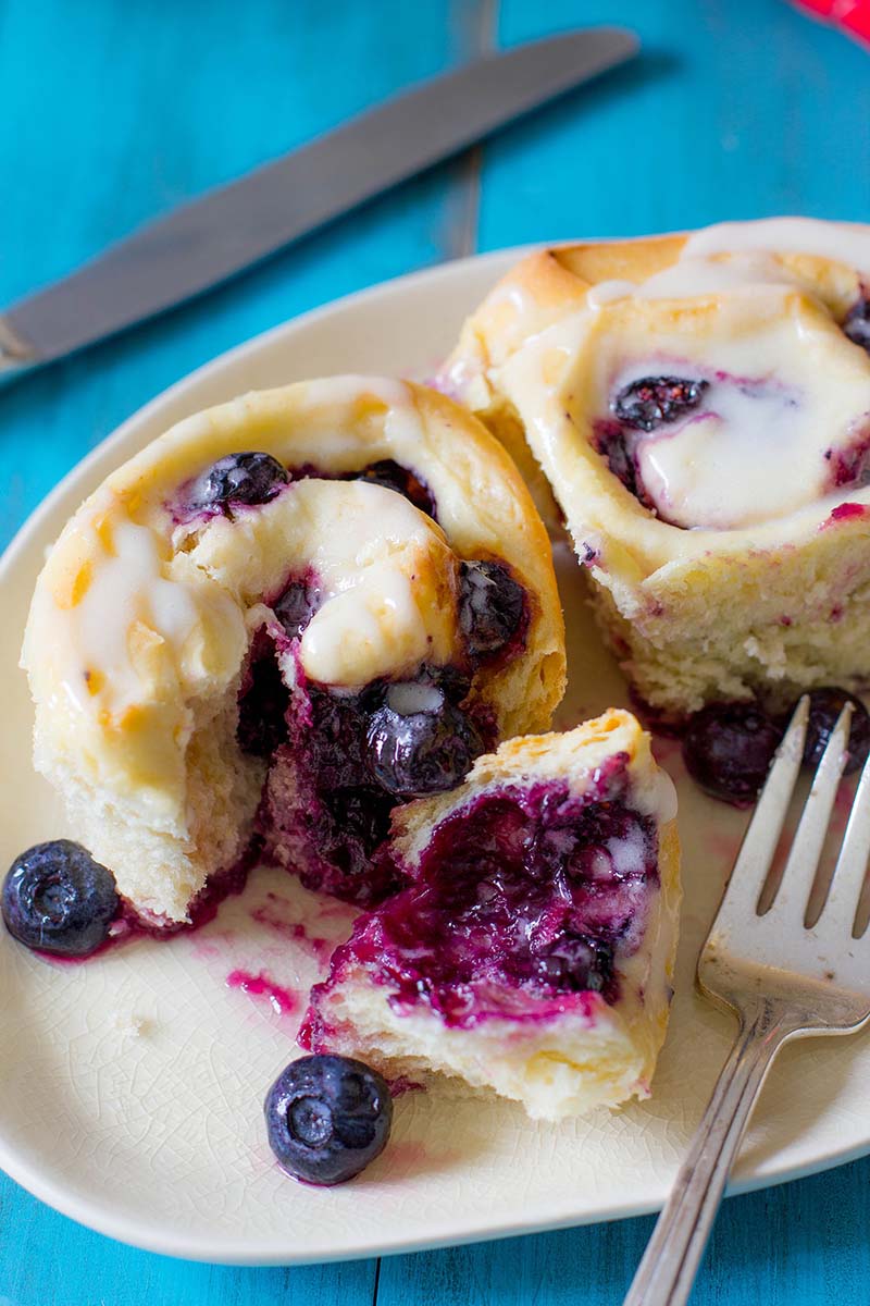 Blueberry Sweet Rolls with Lemon Glaze