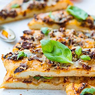 One Hour Sun-Dried Tomato Basil and Mozzarella Focaccia Bread