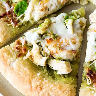 Roasted Garlic Chicken Pesto Pizza