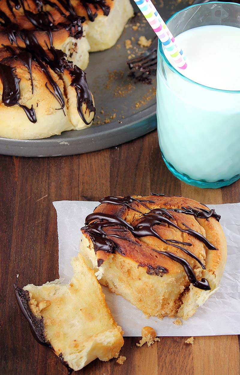 Peanut Butter Sweet Rolls with Chocolate Drizzle