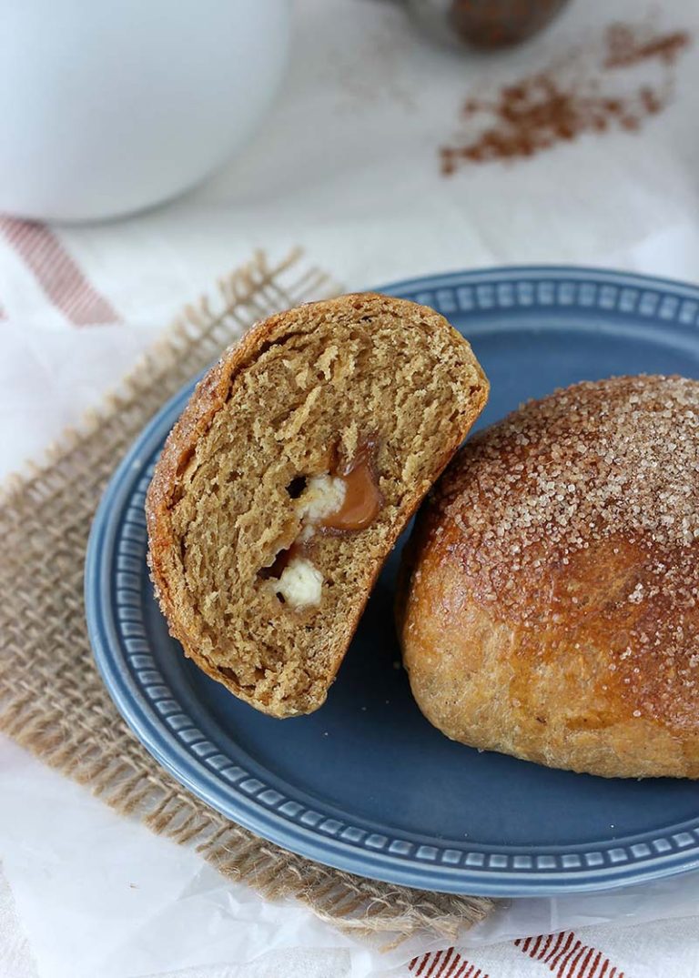 White Chocolate Caramel Gingerbread Brioche Rolls