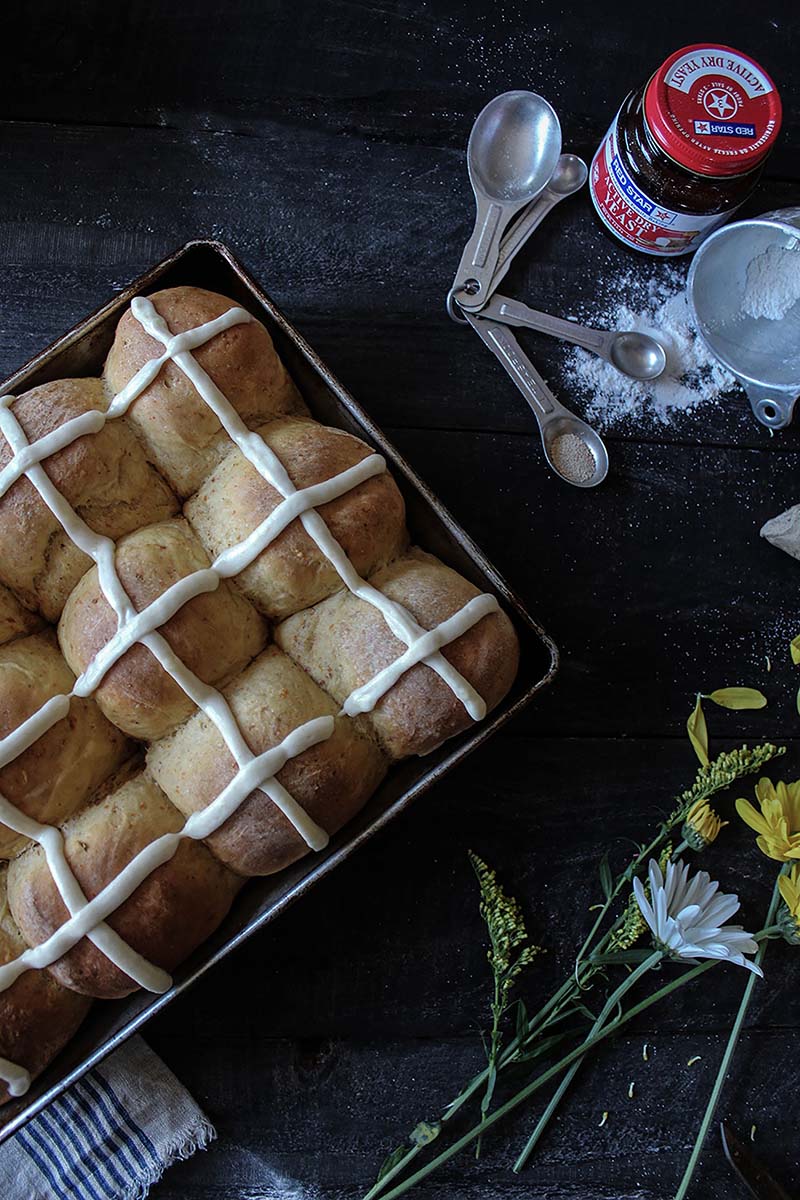 Coconut Roasted Carrot Hot Cross Buns