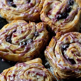 Blue Raspberry Laminated Brioche Buns