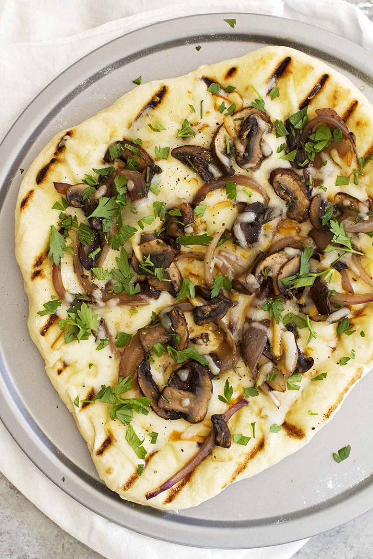 Grilled Mushroom Pizza with Rosemary and Smoked Mozzarella