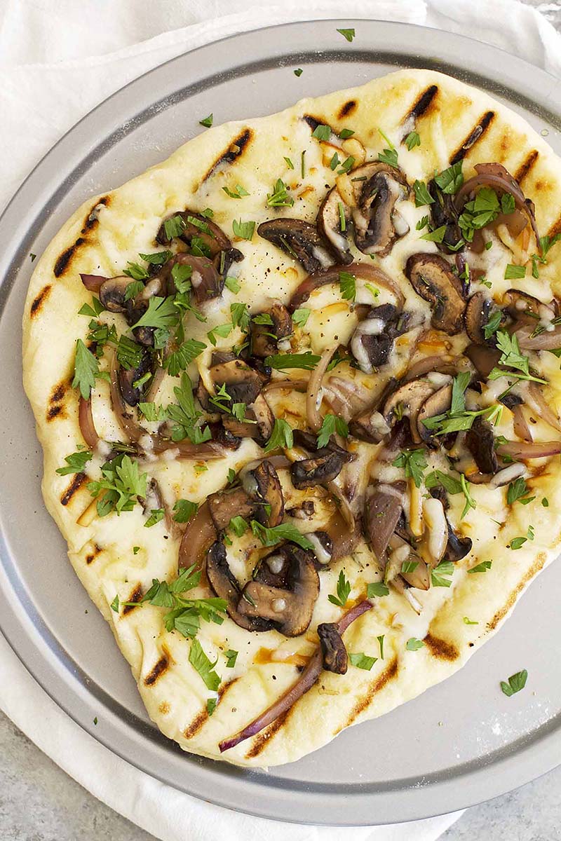 Grilled Mushroom Pizza with Rosemary and Smoked Mozzarella
