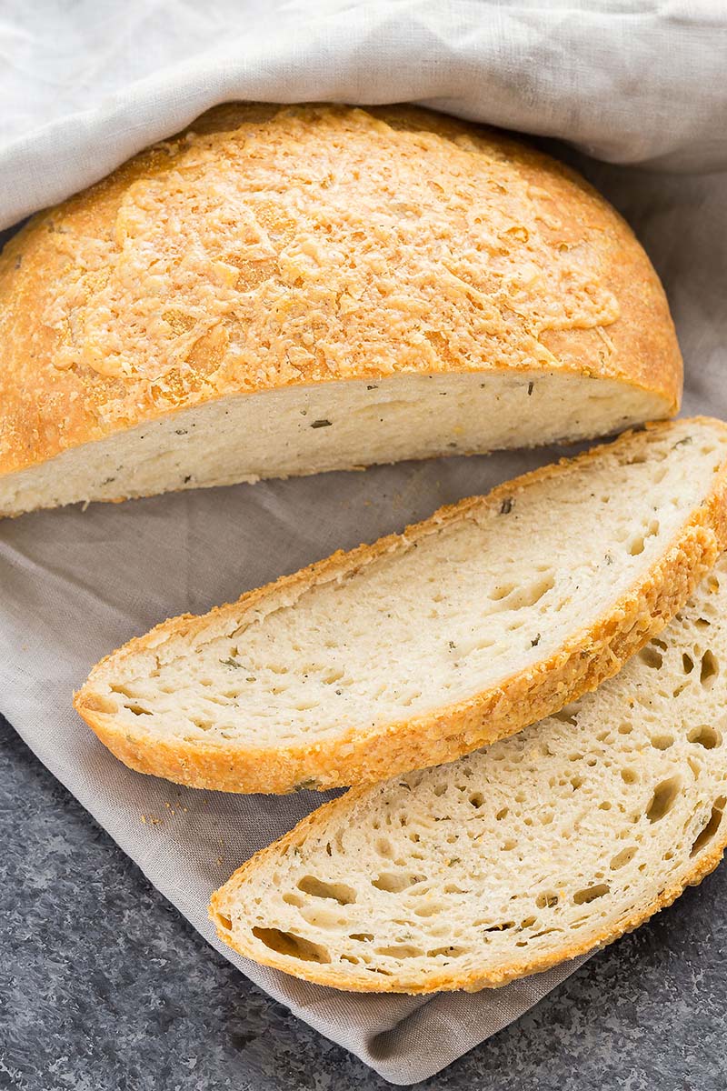 No Knead Rosemary Cheese Dutch Oven Bread