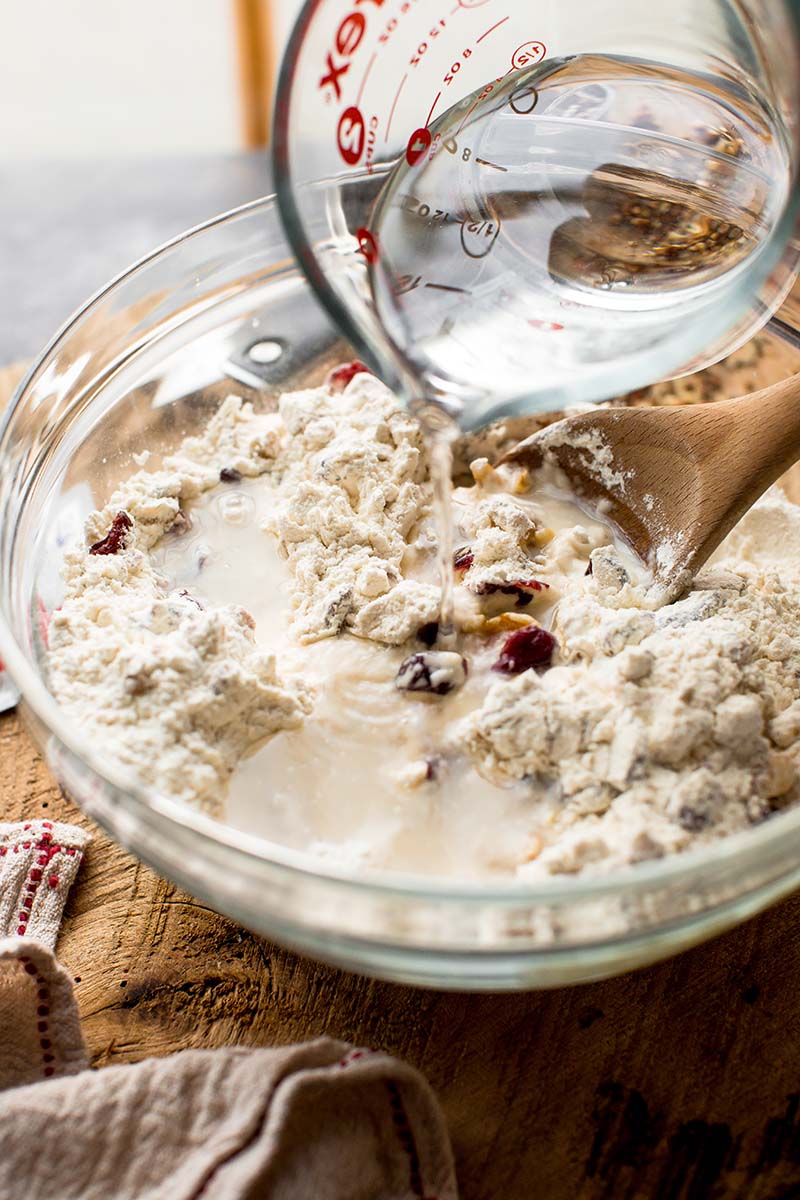No Knead Crusty Cranberry Nut Bread