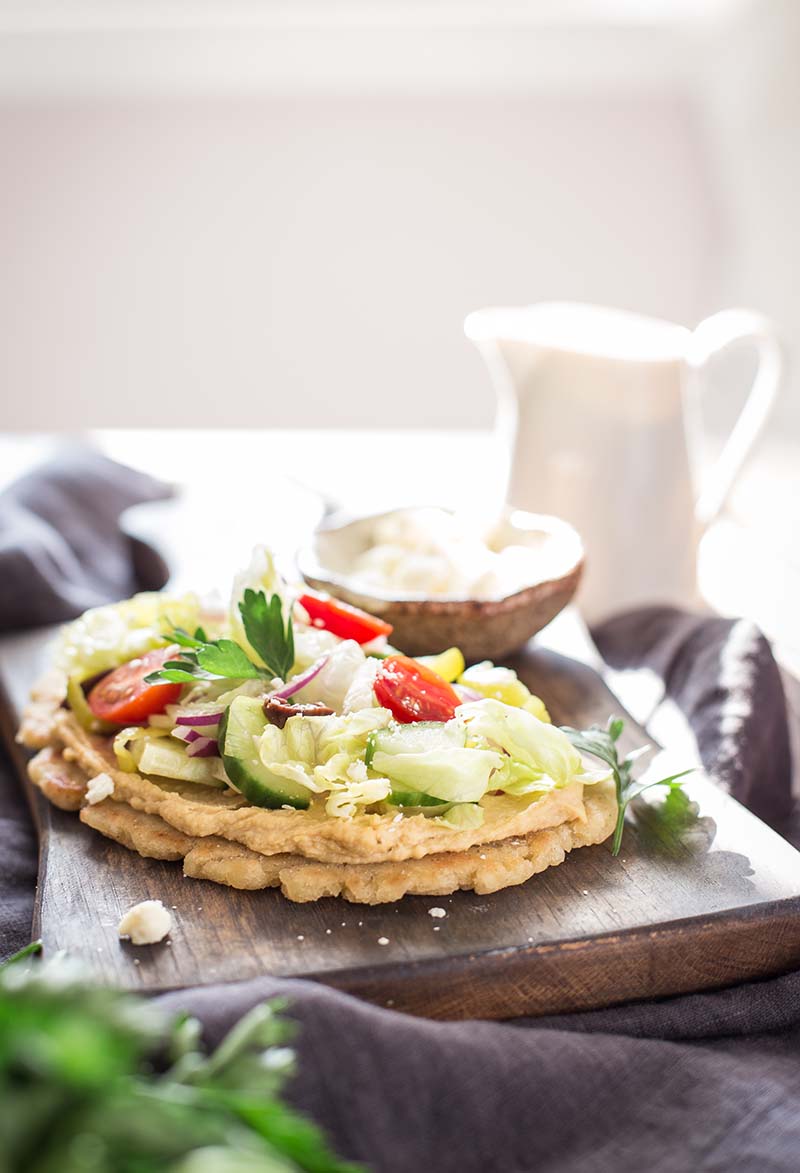 Gluten Free Greek Salad Naan Pizza