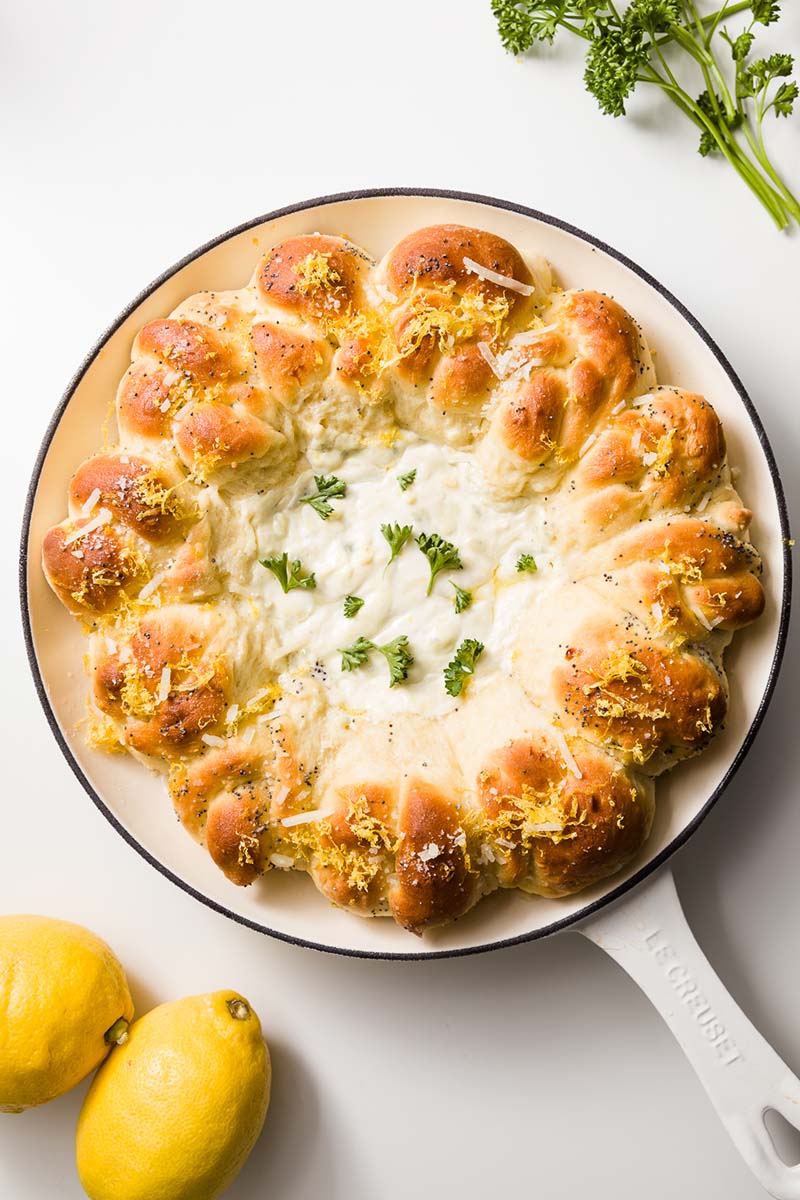 Lemon Roll Wreath with Gorgonzola Dip