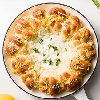 Lemon Roll Wreath with Gorgonzola Dip