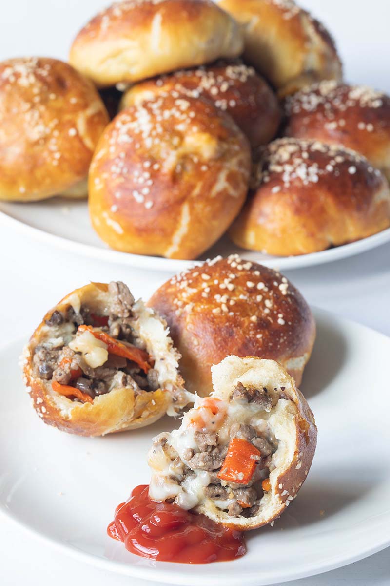 Pretzel Bun Philly Cheesesteak Bombs