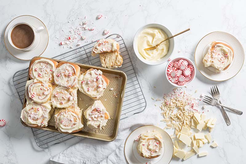 White Chocolate Peppermint Sweet Rolls