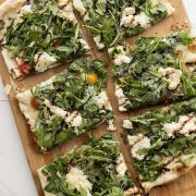 Summer Salad Grilled Pizza | This summer salad pizza is perfect for lunch or a light dinner. The grilled artisan pizza crust takes it to the next level of deliciousness! Watch the video to see how easy it is to make! Find recipe at redstaryeast.com.