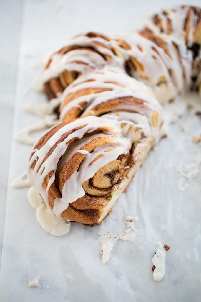 Cinnamon Roll Tea Ring with Eggnog Glaze