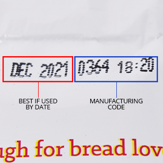 Expiration code for platinum instant sourdough