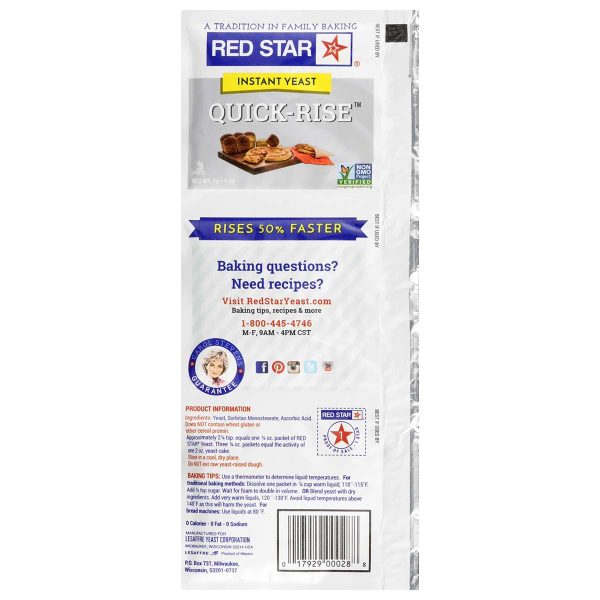 Red Star Quick-Rise Instant Yeast back package