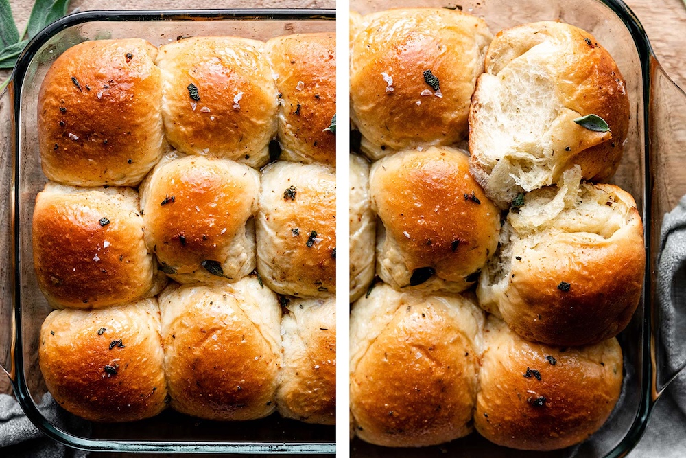 sage brown butter dinner rolls