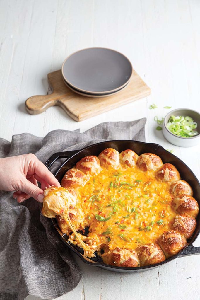 Skillet Pretzel Bread with Cheese