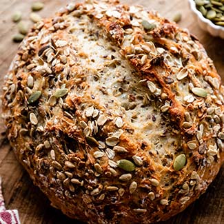 No Knead Seeded Oat Bread