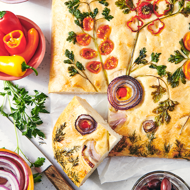 decorated foccacia