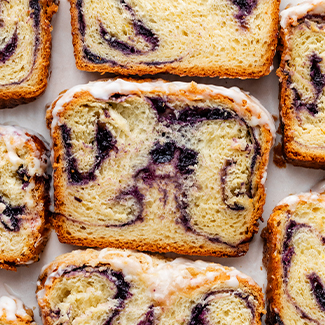 Lemon blueberry babka slices