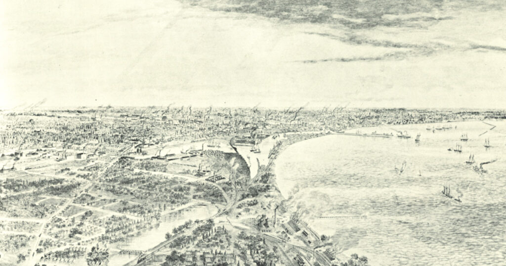 Map of Milwaukee shoreline in 1882