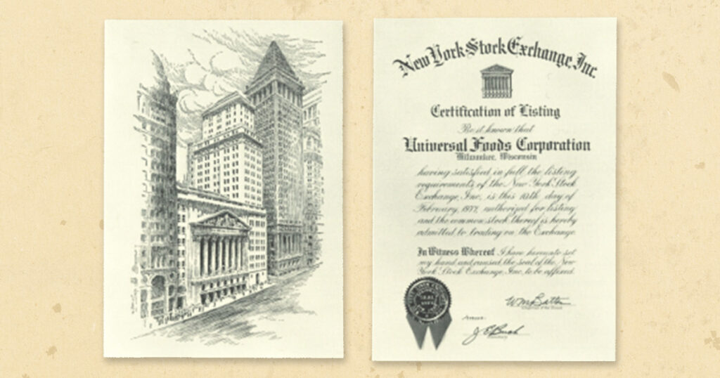Certificate of public listing on the New York Stock Exchange
