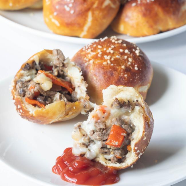 Attachment Details Pretzel Bun Philly Cheesesteak Bombs