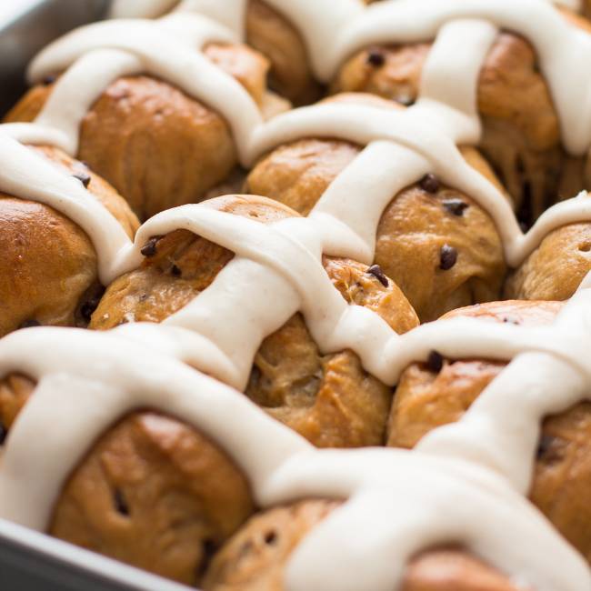Chocolate Chip Hot Cross Buns